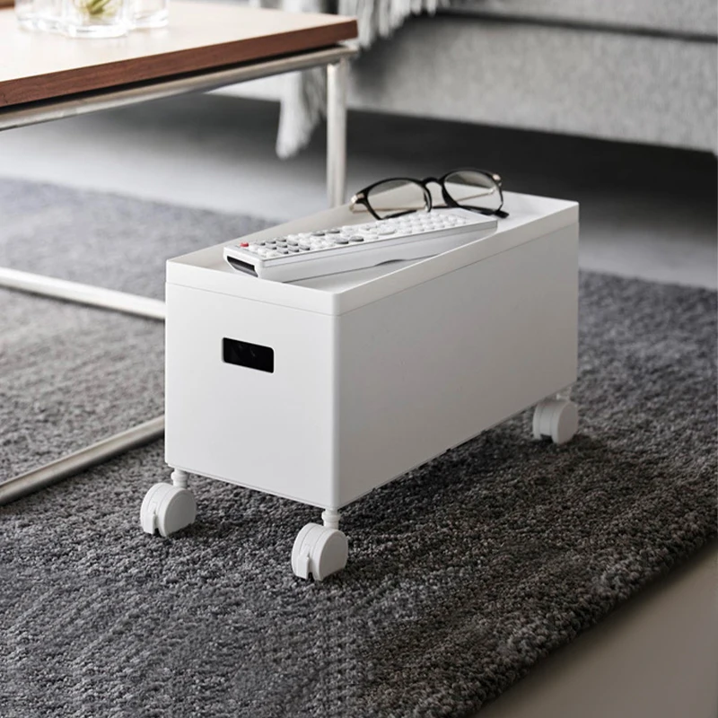 2 Tiers Wheels Bathroom Gap Stackable Paper Storage Boxs Floor Trolley Rack Living Room with Movable Small Snack Organize Cart