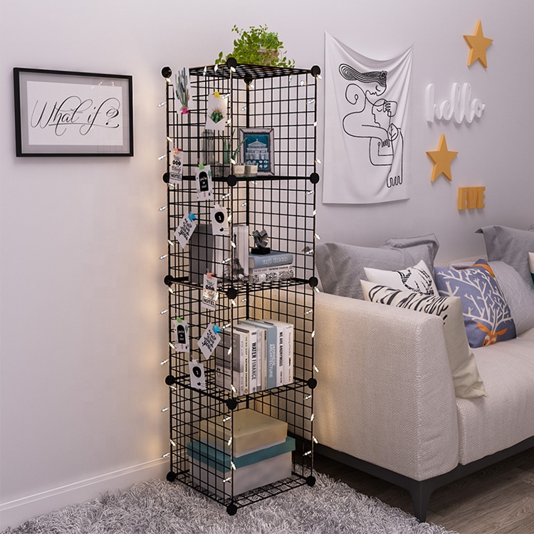 Multifunction Metal Square Wire Cube Storage Shelves for Store Living Room Iron Storage Holders Racks Carton Box