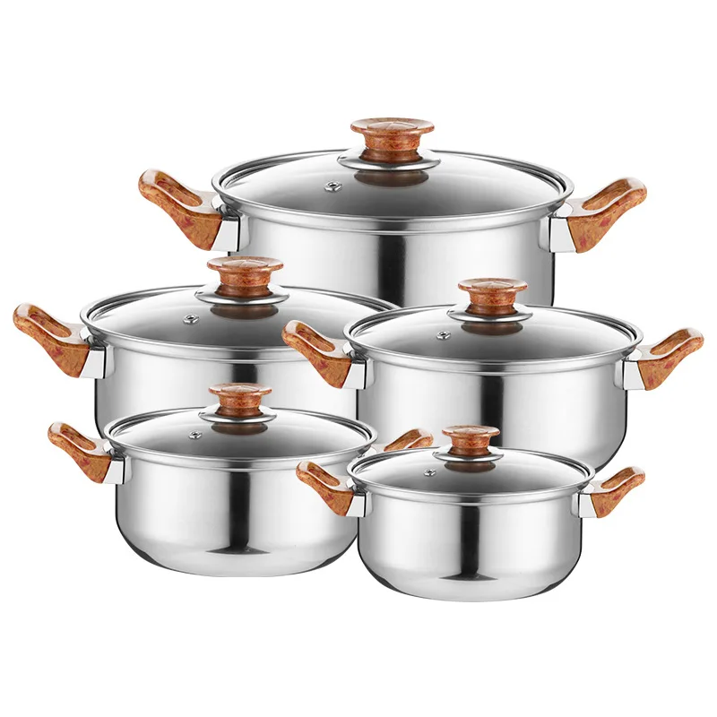 Top Seller 10 Pcs Stainless Steel Cookware Set Anti-Rust Stainless Steel Cookware Set Non-Stick Cooking Pot