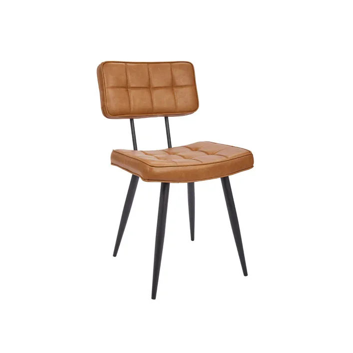 Nordic Modern Home Furniture PU Leather Dining Chair with Metal Legs