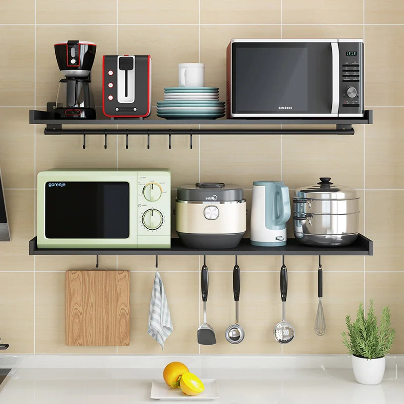 Stainless Steel Kitchen Wall-mounted Shelf Microwave Oven Rack Wall Shelves for Kitchen