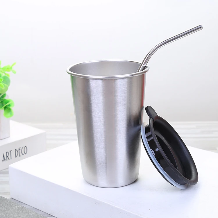 Single Layer Curled 304 Stainless Steel Water Cup Eco-Friendly Coffee Mug Electrolytic Polishing School 1pc