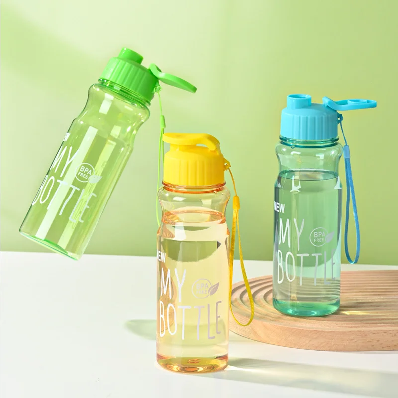 550ML PET Sports Water Bottle Large Capacity Transparent Portable Outdoor Camping Gift Water Bottle for School Gym Travel
