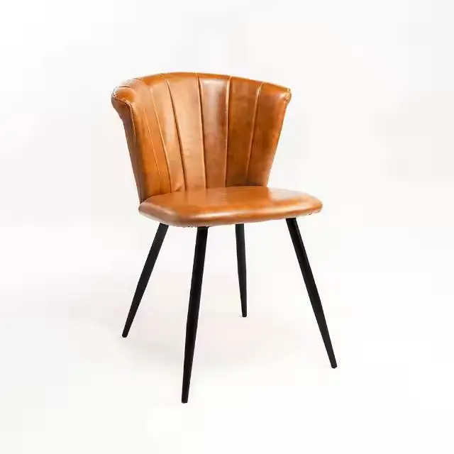 Direct Sale Contemporary Dining Chair with PU Upholstery Black Powder-Coated Legs for Dining Room