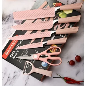 Hot Selling 6-Piece Stainless Steel Kitchen Knife Set Non-Stick Chef Knife Pink Homeuse Gift Disposable Feature