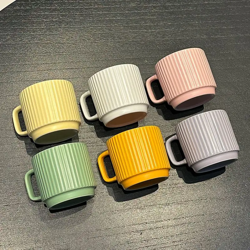 Simple Ceramic Cups in Macaron Candy Color for Coffee Milk Tea Minimalist Event Mug Perfect Gift Promotion