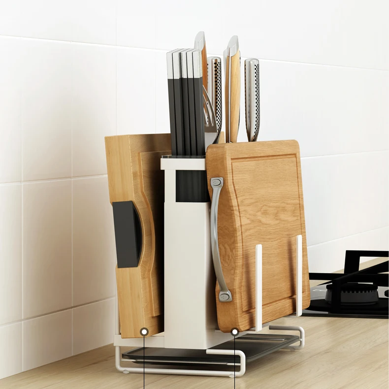Kitchen Wall-Mounted and Standing Knife Storage Shelf Dish Drainer Drying Rack