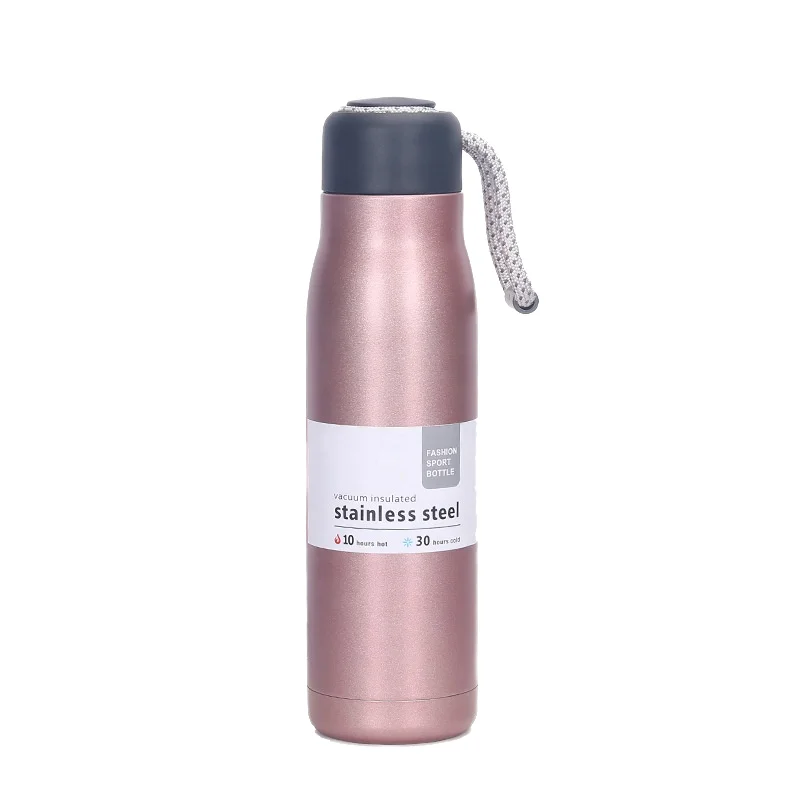 Homchan 550ml Double-Wall Stainless Steel Vacuum Flask for Outdoor Sports Travel Heat Preservation Bottle Included Rope Food