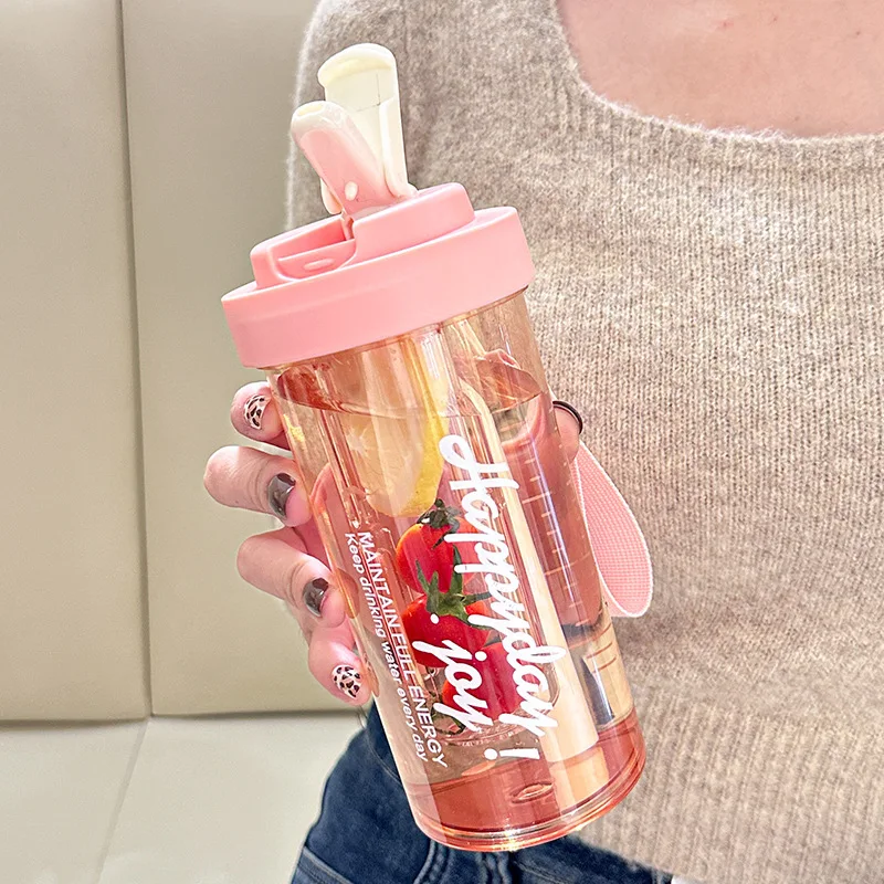 Large Capacity Plastic Straw Kettle Girl Portable Cup Spring Summer High Direct Drinking for Outdoor Tour Water Bottle