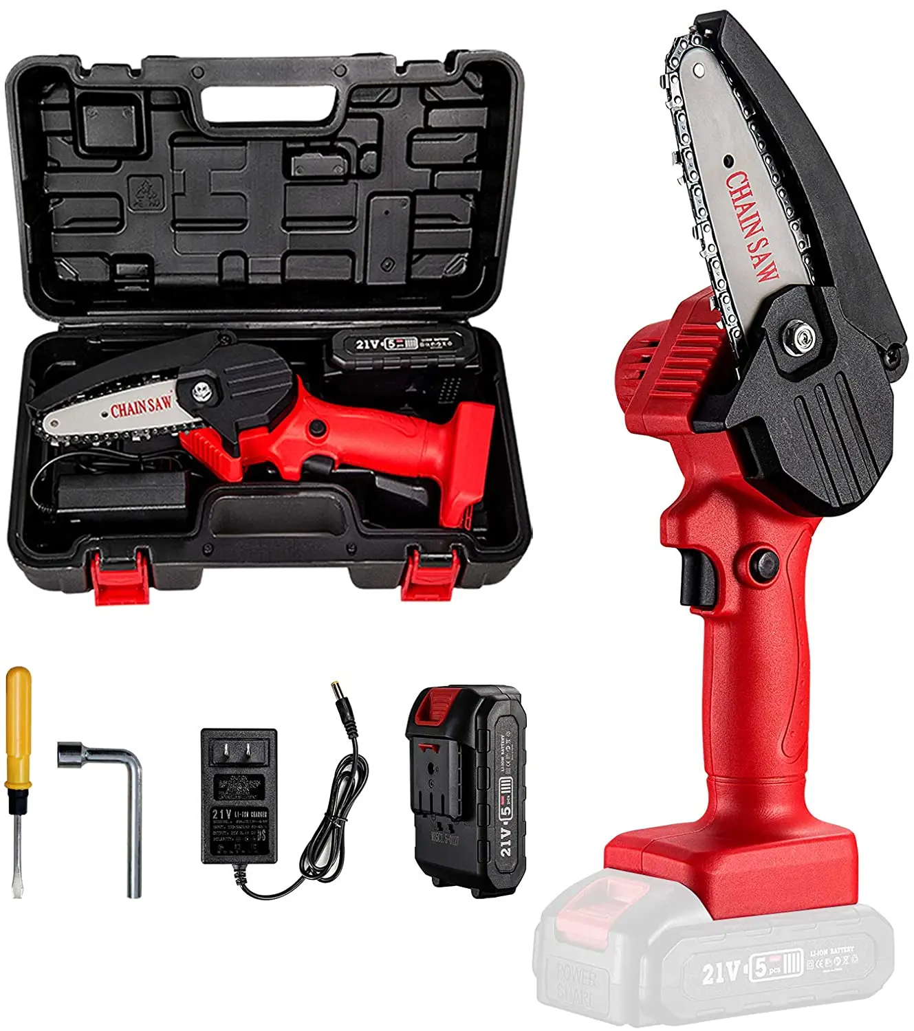 4 Inch 18v 20v 24v 36v 48v Electric Cordless Mini Chainsaw Portable Chain Saw