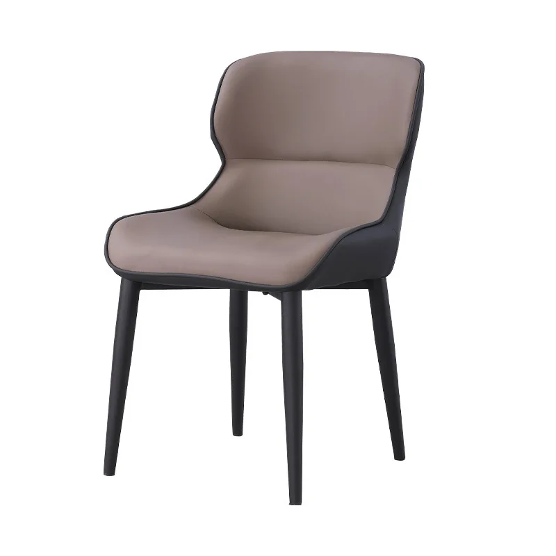 Nordic Home Modern Simple Italian Leather Dining Chair Iron Art Backrest for Leisure Restaurant Use Internet Celebrity Favorite