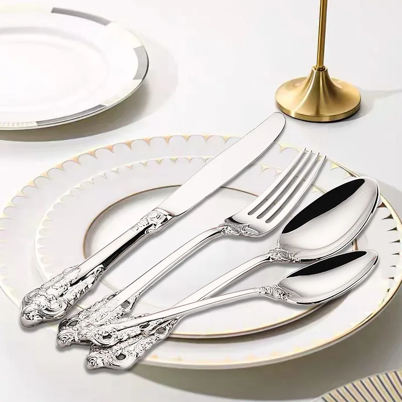 Best Selling Royal Design Stainless Steel Cutlery Set Fork Spoon Knife Flatware Sets High Quality Tableware Sets