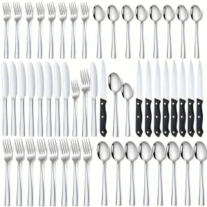 Homechan 24/48/72 Piece Stainless Steel Flatware Sets Stock for Weddings and Restaurant Use