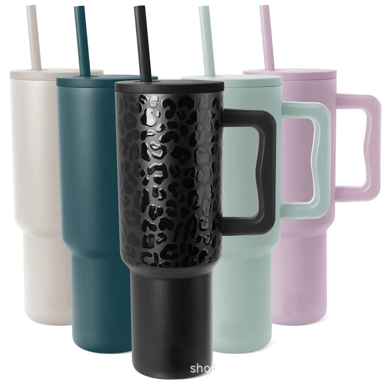 Cross-Border 304 Stainless Steel Tumbler New Gradient 40oz Large Capacity Portable Handle Suction Water Lids Included for School