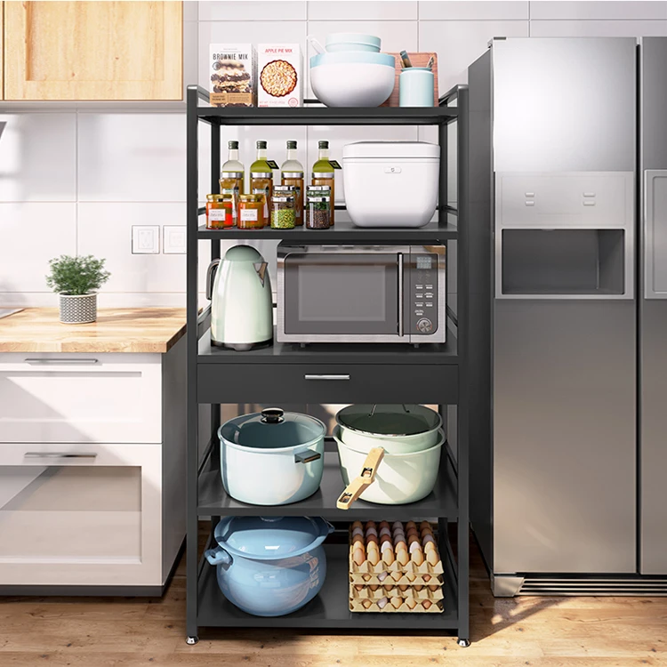 2025 New Design Black Metal Iron Storage Holders Racks 1 Pc Standing Type for Kitchen Corner Living Room Shelves Storage