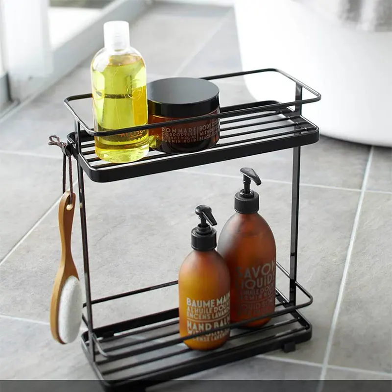 Rustproof Metal 2-Tier Corner Shower Caddy Organizer Double Standing Shelf Rack for Narrow Bathroom Storage Premium Metal