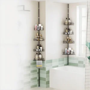 Corner Without Drilling Cabin Storage Caddy Bathroom 4 Tier Floor Standing Bath Rack Toilet Telescopic Shower Organizer Shelves