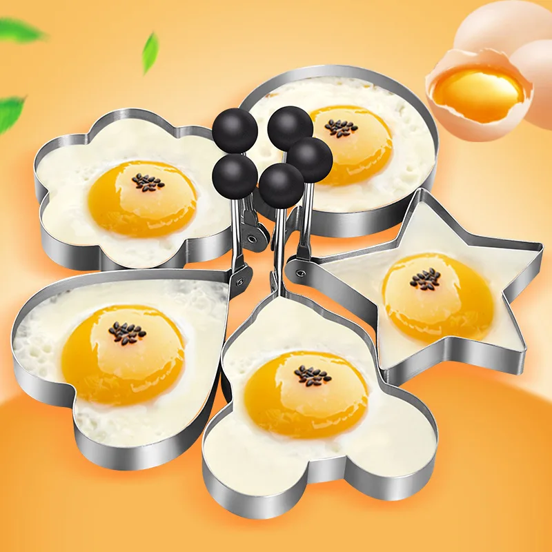 Creative DIY Stainless Steel Utensils Omelette Steamed Poached Egg Fried Egg Cake Mold Metal Baking Tool