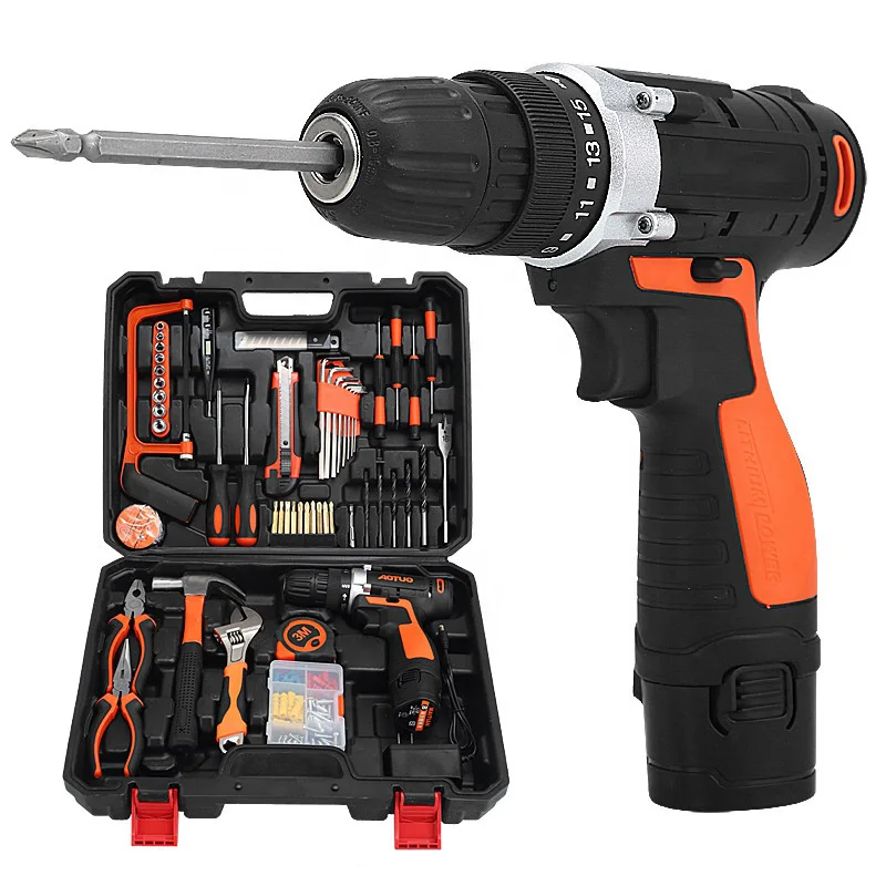 12V Rechargeable Lithium Battery Power Screw Drivers Cordless Drill Home Multifunctional Impact Drill Electric Screwdriver Set