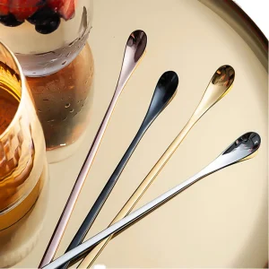 Bulk Food Grade Safe Stainless Steel 304 Japanese Style Stirring Spoon Coffee Spoon for Tea Milk Gold Flatware