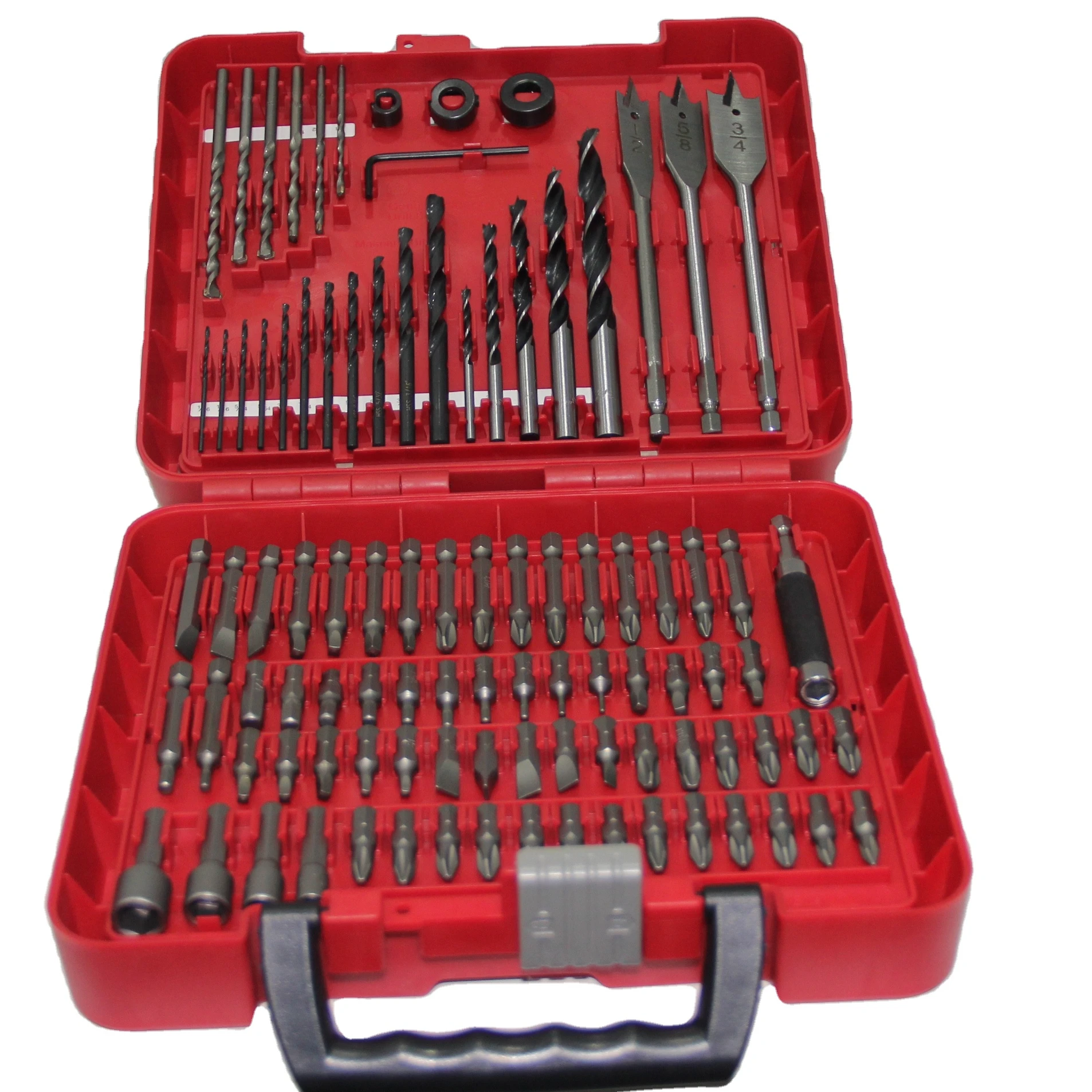 100 Pcs Impact Metal HSS Drill and Drive Bit Set With Blow Mold Storage Case