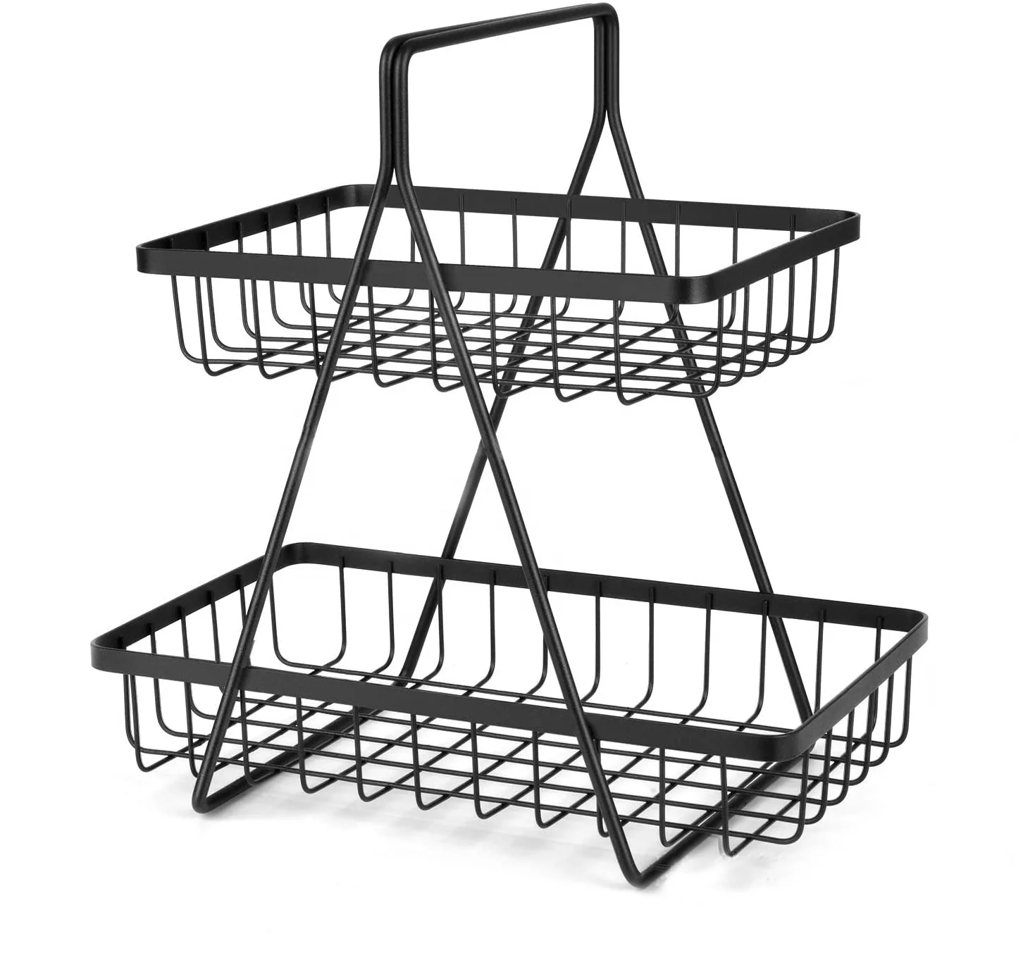 2 Tier Countertop Rack Kitchen Metal Water Washing Fruit Crates Basket Drainer Rack Vegetable Storage Baskets