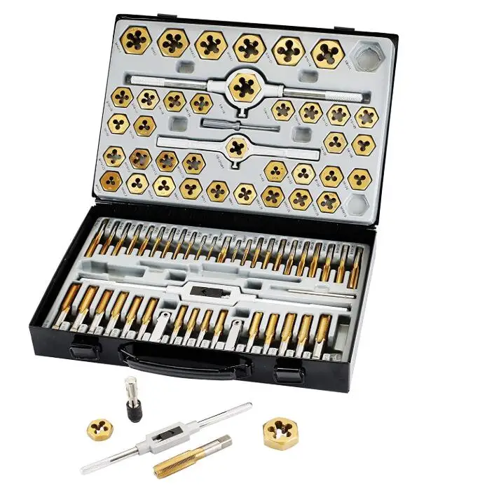 BEHAPPY 86pcs Professional Tap and Die Set for Steel Screw Thread Tapping and Cutting