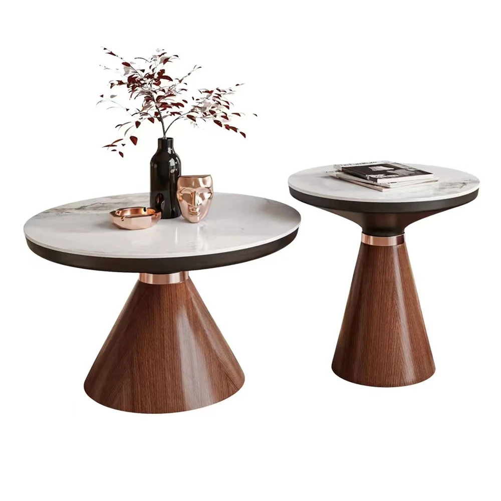 Living Room Bedroom Hand Crafted Hotel Creating Unique Round Industrial Wooden Nesting Coffee Table Set