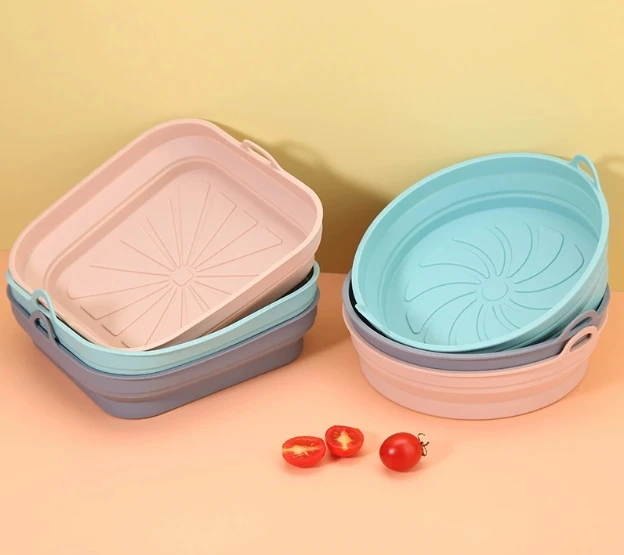 Square Home Oven Air Fryer Foldable Silicone Baking Tray Liner Dishwasher Safe Kitchen Accessories for Cake Preparation