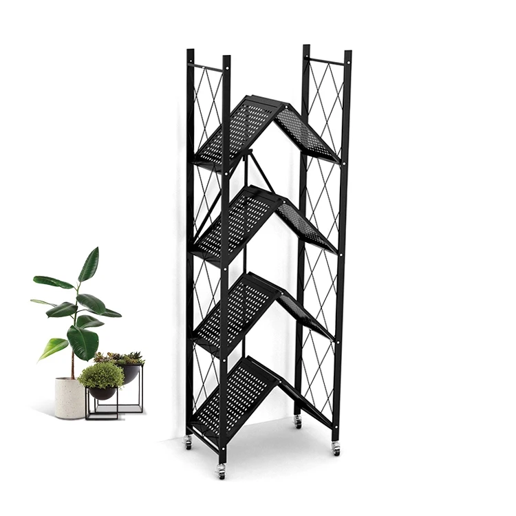 Household Metal Storage Rack Folding Goods Multi-Layer Metal Rack Storage Shelf