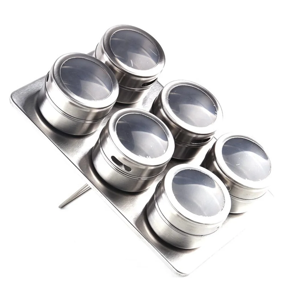 2025 Best Selling Kitchen Metal Magnetic Storage Slide Out  Glass clear Seasoning Spice Jar with Rack Tray Sets Organizer