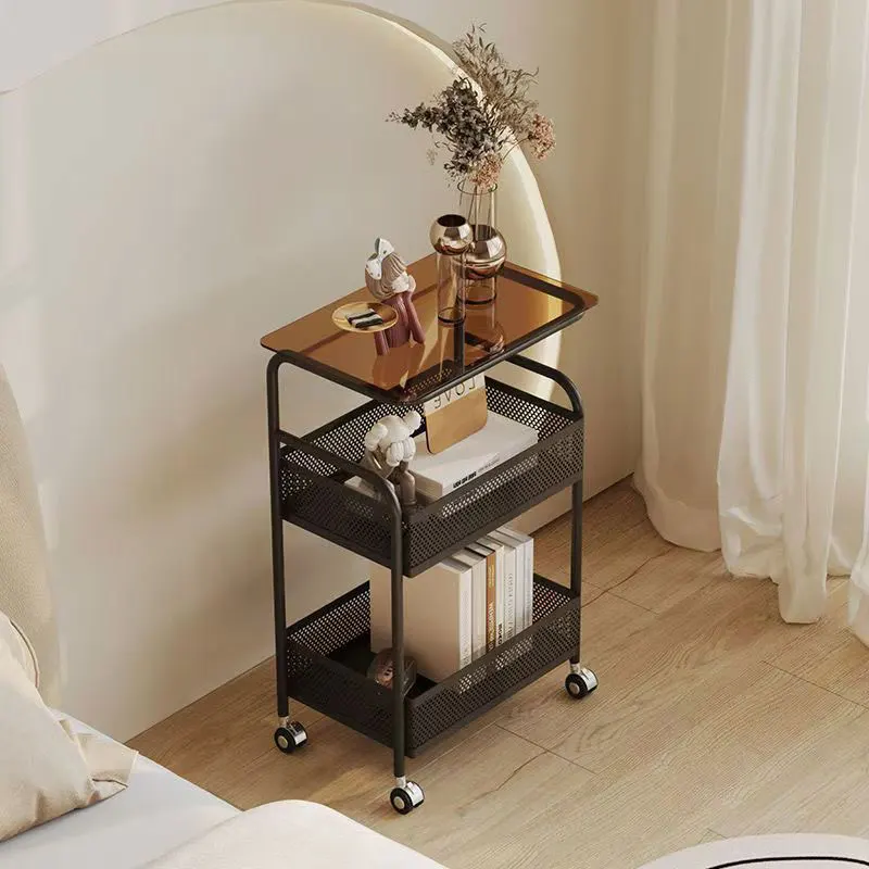 3-Tier Rolling Utility Basket Rack Organizer Shelving Metal Storage Trolley Cart for Kitchen Bathroom Livingroom Narrow Places