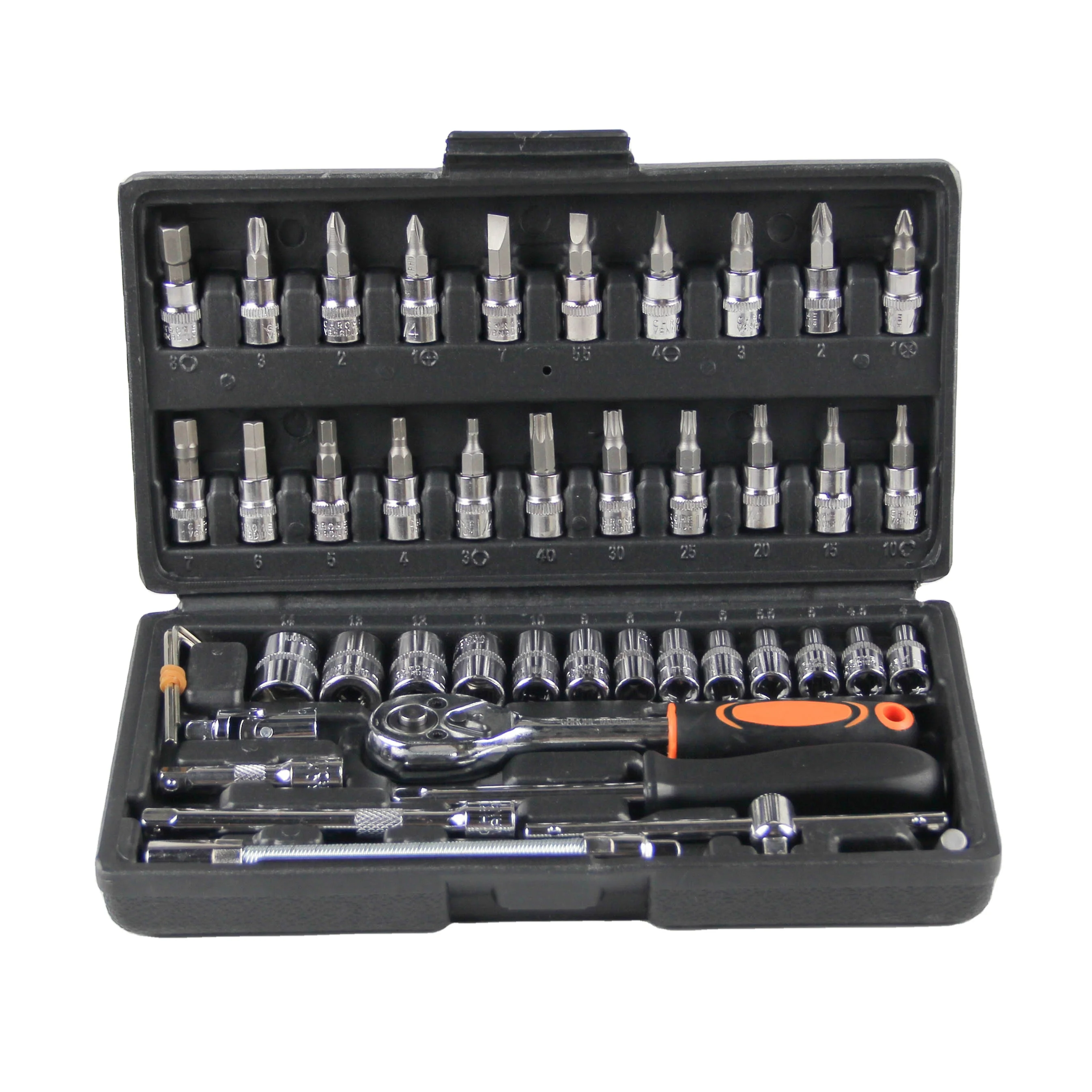 46pcs Auto Tools Auto Repair Set Wrench Socket Long Hand Tool Set
