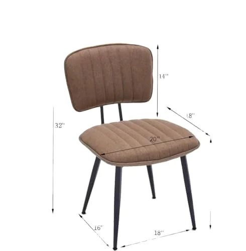 Whiterye Modern Dining Chair 2-Piece Set Padded Kitchen Chair with Metal Legs Brown MDF Panel for Living Room Dining Room