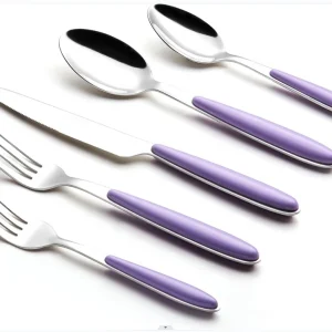 16-Piece Stainless Steel Flatware Set with ABC Plastic Decorative Handle Color-Handled Kitchen Tableware