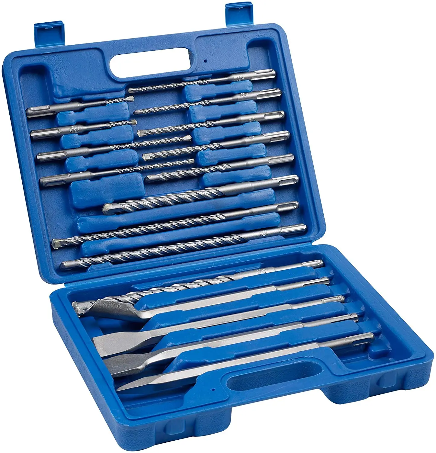 17 Pc Drill Bits & Chisel SDS Plus Rotary Hammer Bits Set in Plastic case With High Quality