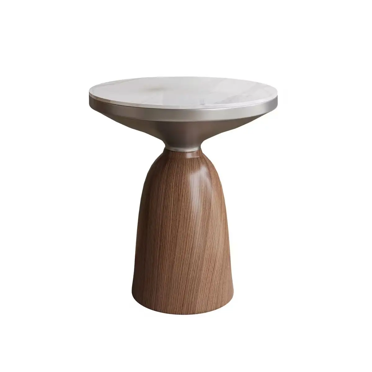 Direct Contemporary Ceramic-Topped End Table with Wooden Pedestal for Home Interior Coffee Table Decor