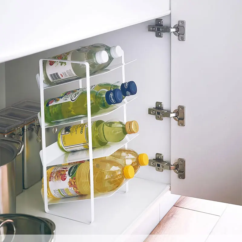 2-Tier Metal Kitchen Sink Organiser 4 Drainage Racks Standing Cabinets Drawer Spice Storage Holder for Water Bottles Min. 1 Pc