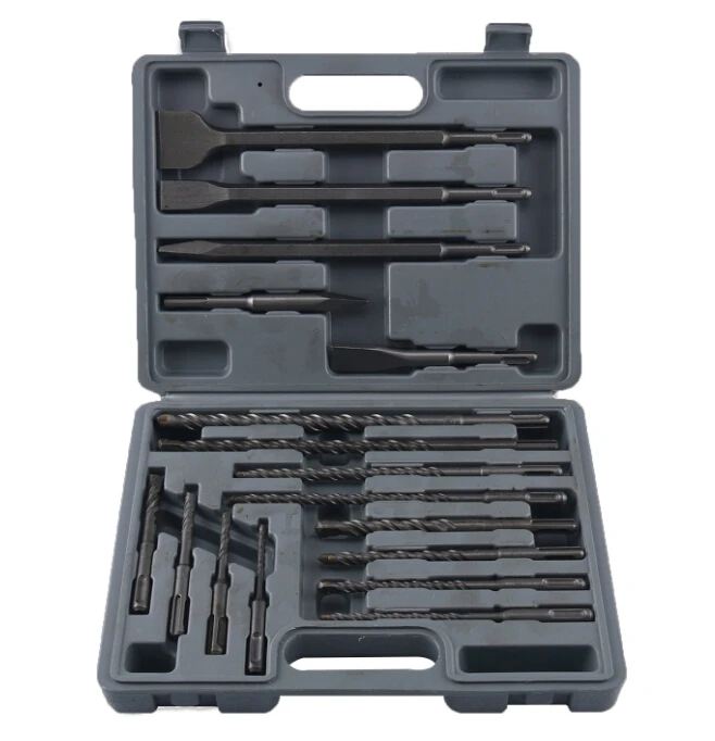 17 Pc HSS Drill Bits & Chisel SDS Plus Rotary Hammer Bits Set in Plastic case