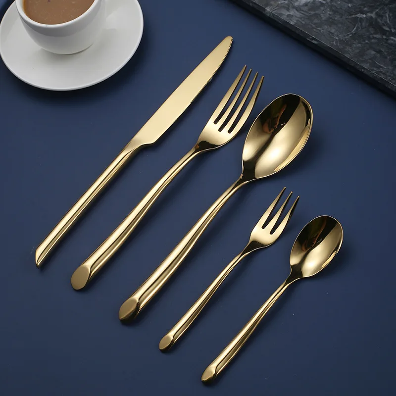 Gold Silverware Set Wedding Party Luxury Stainless Steel Spoon Fork Knife Set Golden Cutlery Set Spoon Fork Gold Flatware