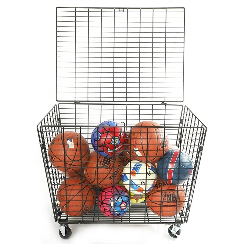 Warehouse School Gymnasium Organizers Basket Metal Sports Ball Equipment Storage Cage Basketball Football Organizer Car