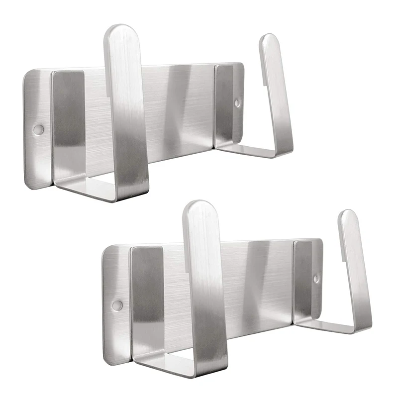 Kitchen 304 Stainless Steel Storage Rack Wall-Mounted Adhesive Pot Lid Organizer with Hanging Shelf for Cabinets and Doors
