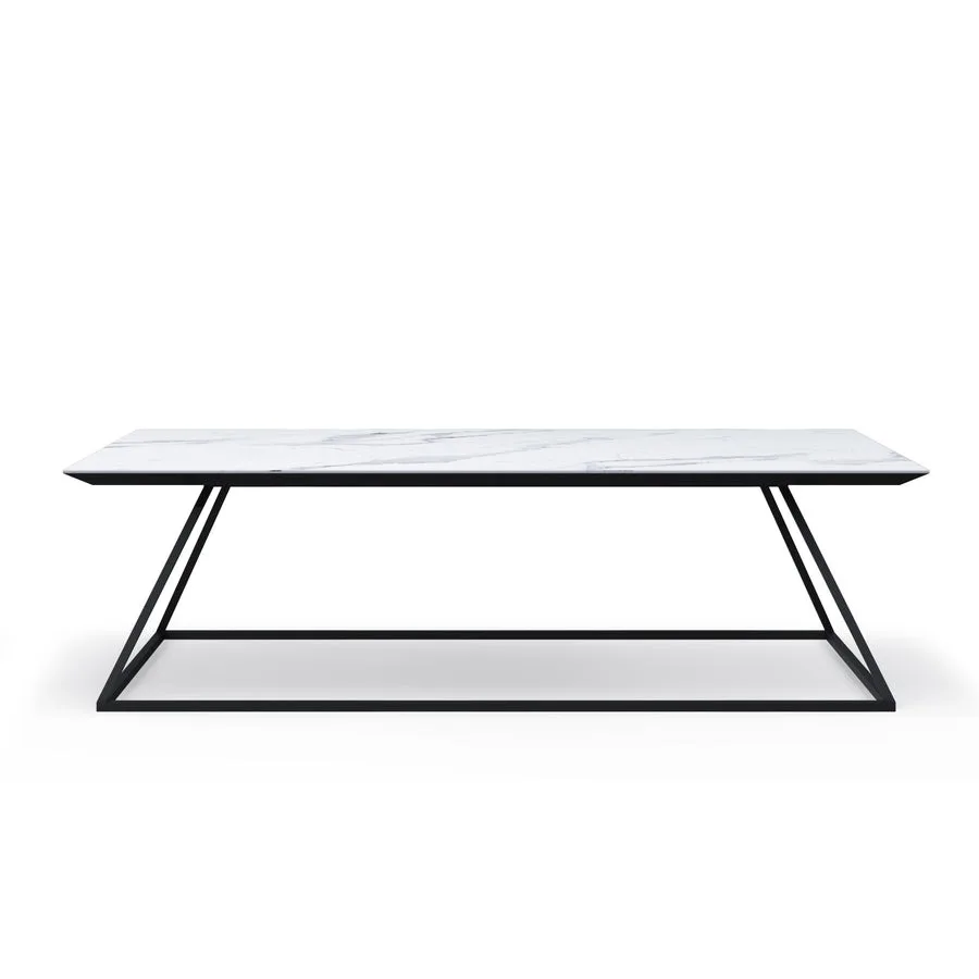 Modern Ceramic Coffee Table with Black Powder Coated Legs Stylish Home Living Room Furniture Direct Sale