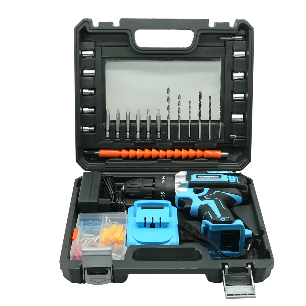 Power Drills Kit 18v Portable Electric Cordless Drill Lithium Battery Power Tools Kit