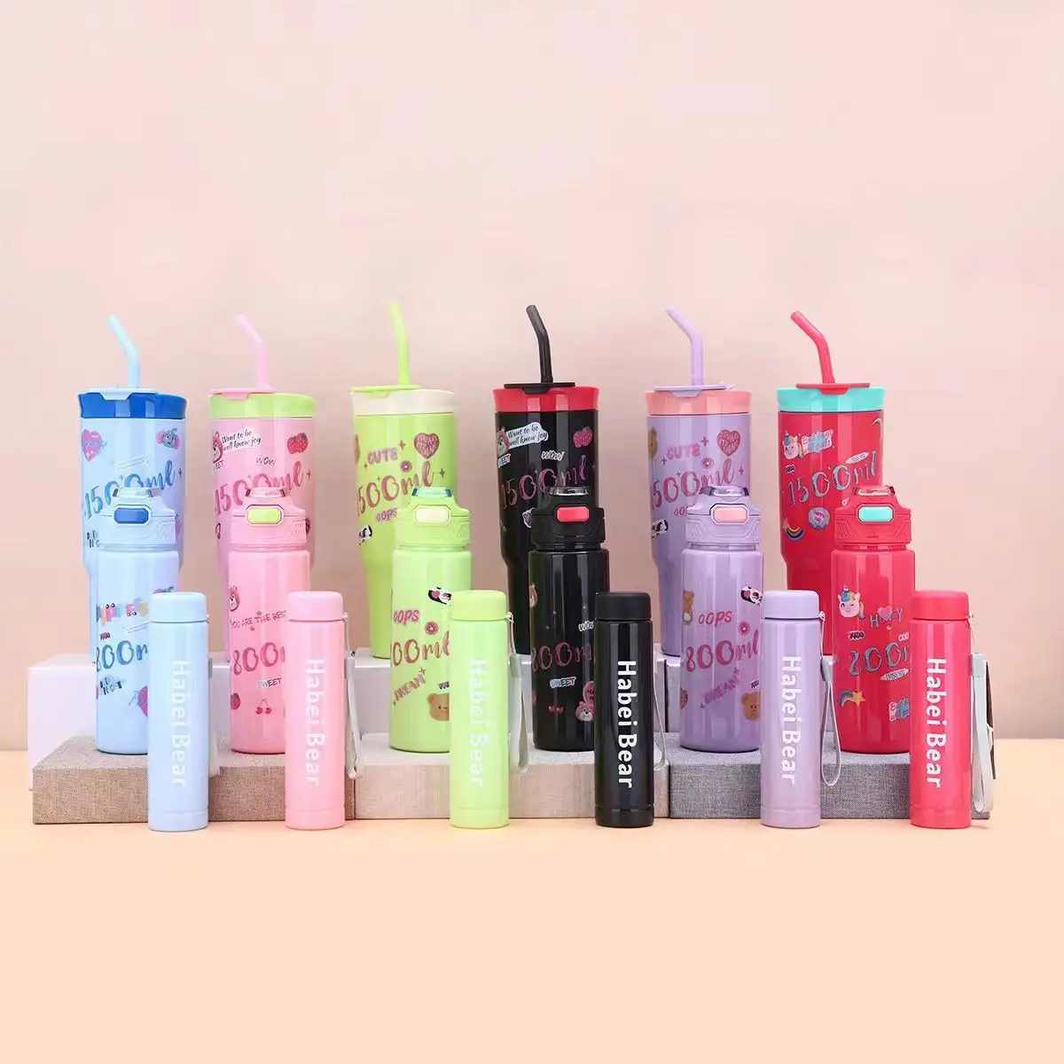 40oz Large Capacity Plastic Car Cup 3 Pcs with Handle and Straw Portable Sports Kettle for Camping and Tours Water Bottles