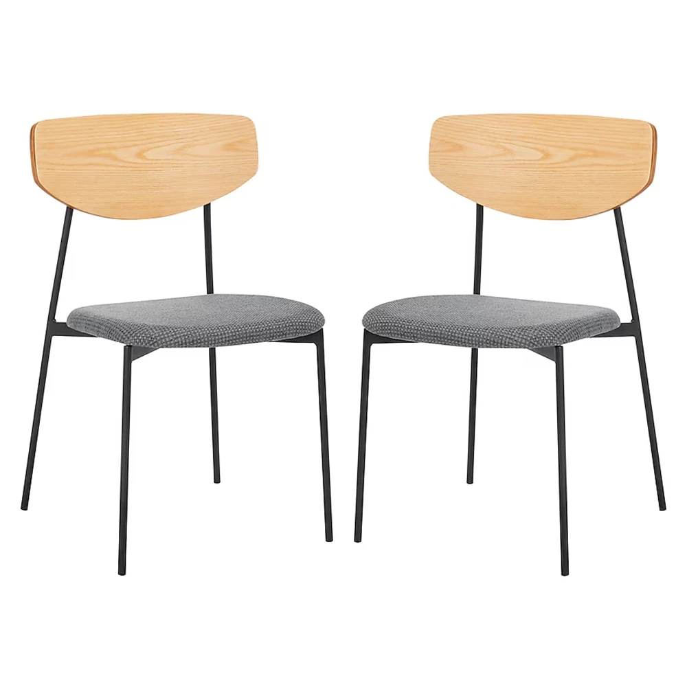 Nordic Fabric/leather Upholstery Chair Modern Simple Curve Design Dining Chair with metal Frame