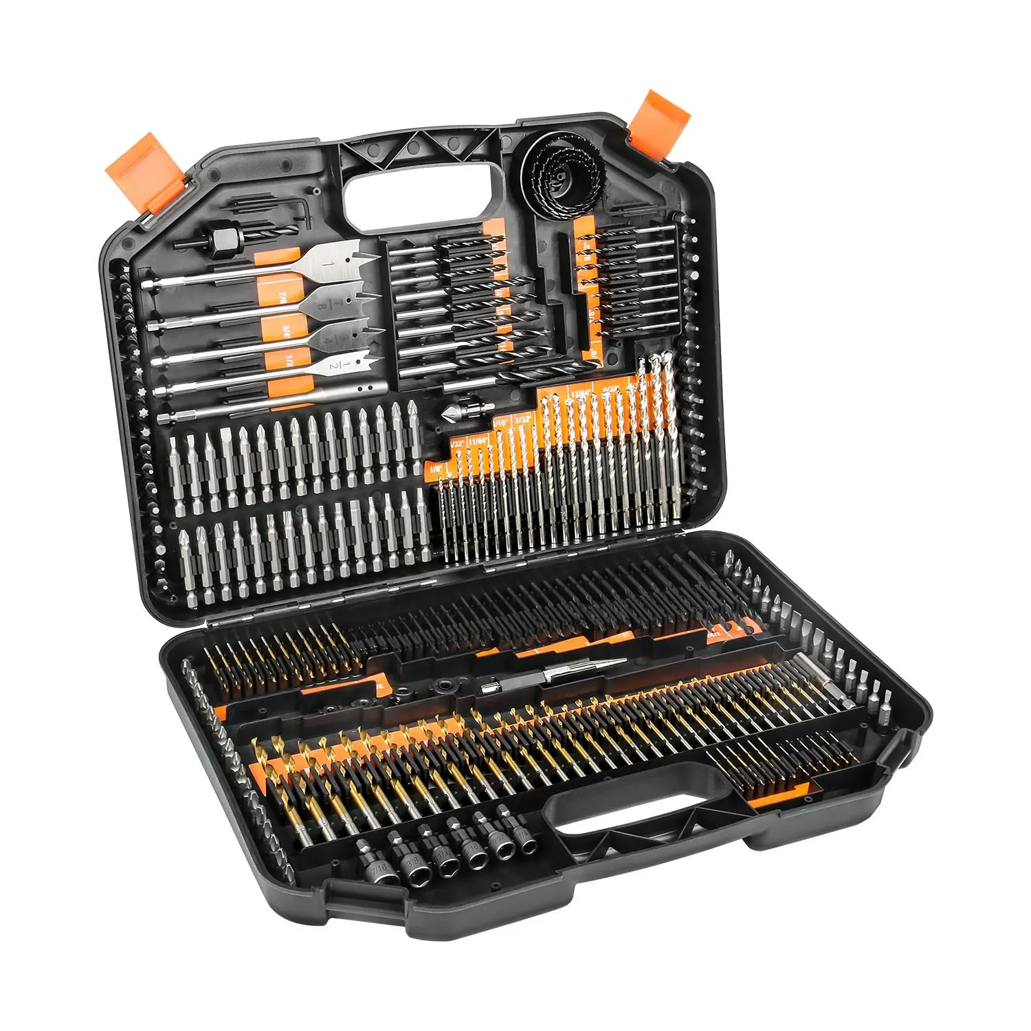 246 PCS HSS Drill Bits Set for Concrete Wood and Metal in Plastic Carrying Case Tool