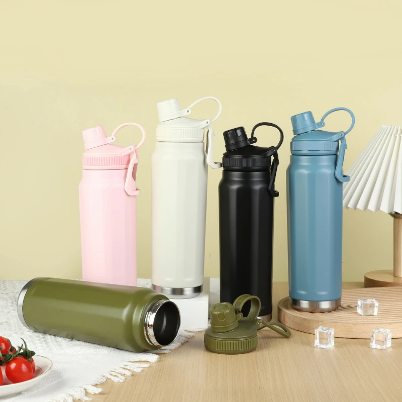 800ml Pastel Sports Flask Food-Grade 304 Stainless Steel Large Capacity Vacuum Thermal Water Insulated Carafe Mug Warmers