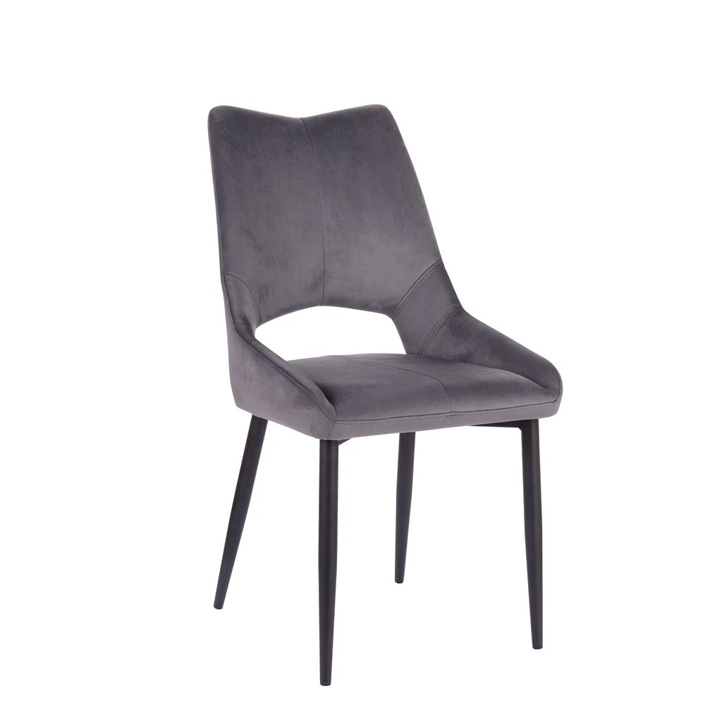 New Nordic Luxury Minimalist Fabric Velvet Dining Chairs With Metal Designer Legs