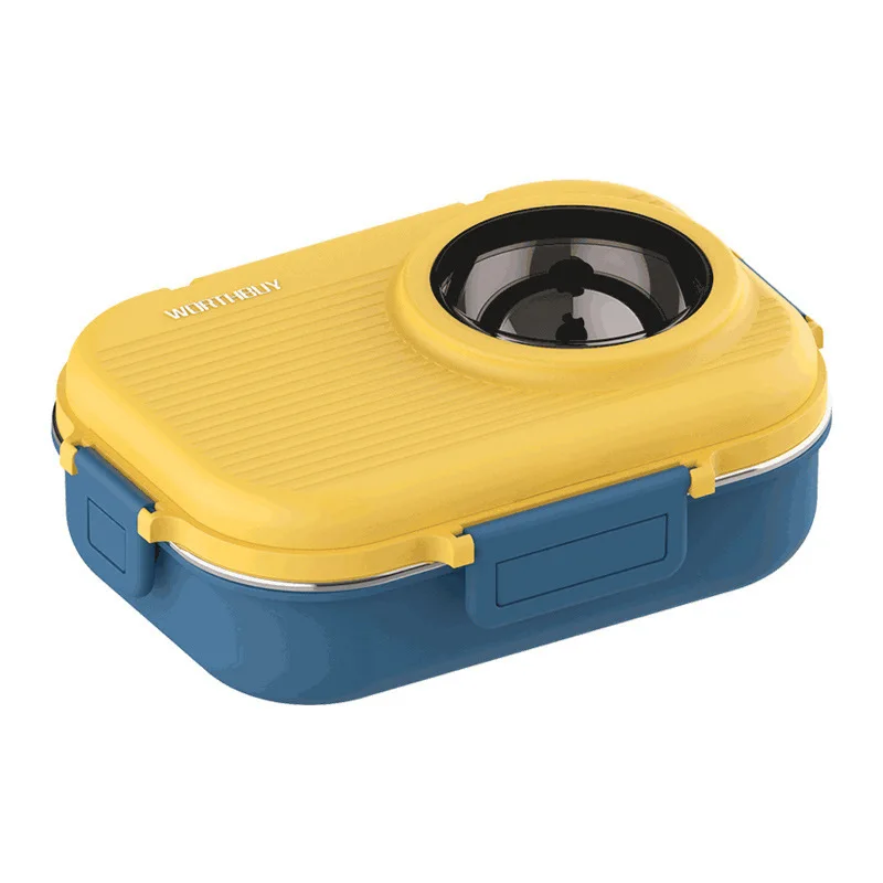 Stainless Steel BPA-Free Cute Kids Bento Lunch Box with Soup Bowl Eco-Friendly School Lunch Bag Sets Lunch Box with Flatware